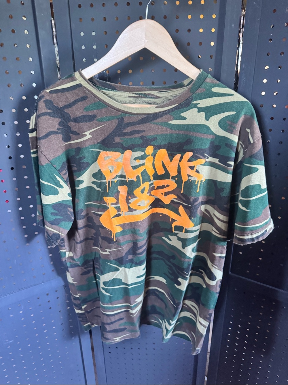 Camo Blink-182 Graphic Tee - Orange Print